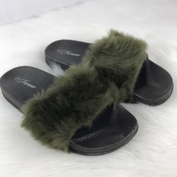 ✅Olive Fur Sandals - Picture 2 of 6